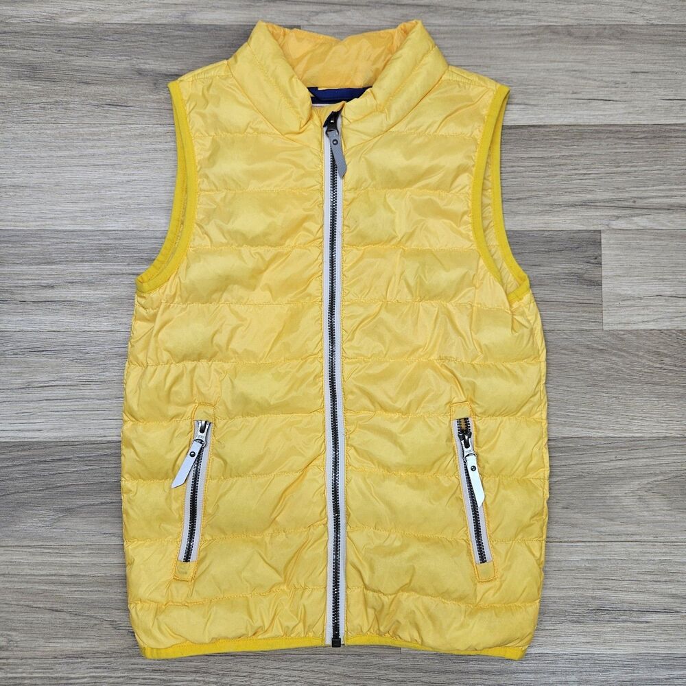 Hanna Andersson Boys Yellow Down Vest Size 8 Casual Colorful Full Zip